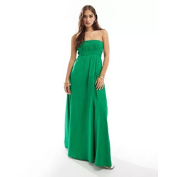 Esmee ruched maxi beach dress in green