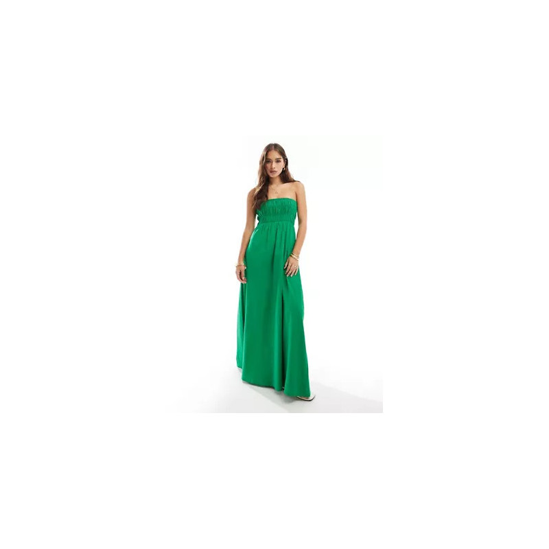 Esmee ruched maxi beach dress in green