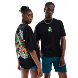 Unisex oversized license t-shirt with Looney Tunes Martian Marvin prints in black