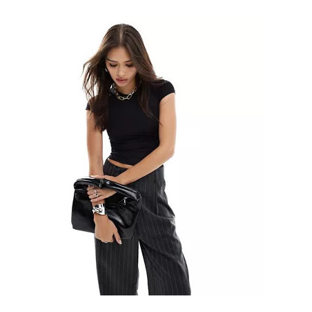 Pull&Bear polyamide short sleeve baby tee in black