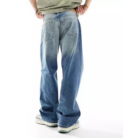 Weekday Sphere low waist loose fit jeans in jackpot blue