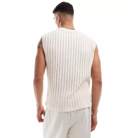 Weekday open knit tank top in beige