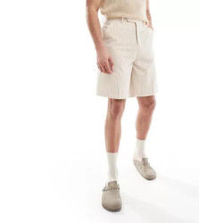smart shorts in textured linen stripe