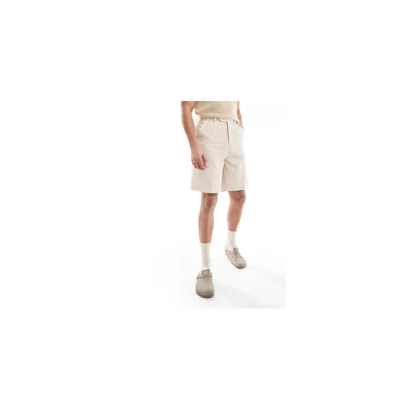 smart shorts in textured linen stripe