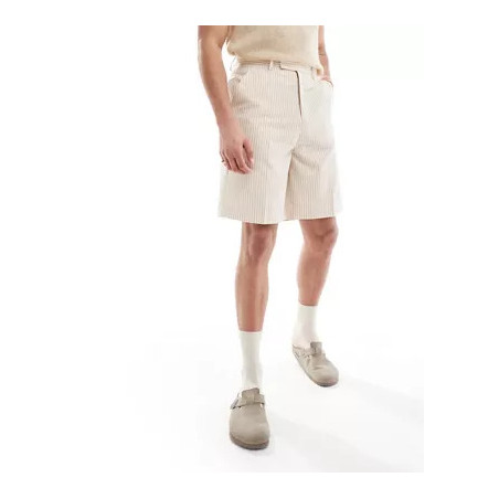 smart shorts in textured linen stripe