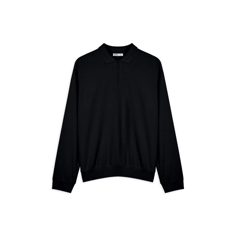 Relaxed Fit Zip-Polo Shirt